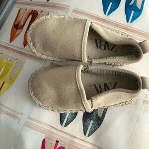 Zara Light Beige Suede Slip-On Shoes